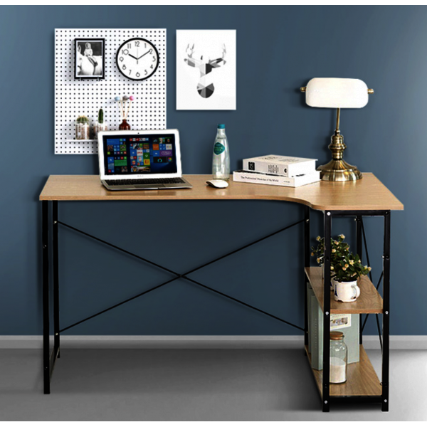 L자형 책상 원목 컴퓨터 노트북 선반 학생 공부 사무실 사무용 프리랜서 테이블