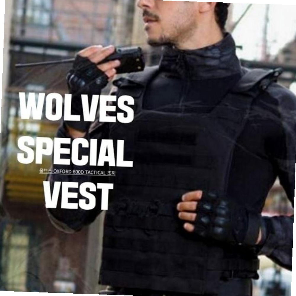 전술조끼 WOLVES 경호 사설업체 필수 보호 텍티컬조끼 블랙