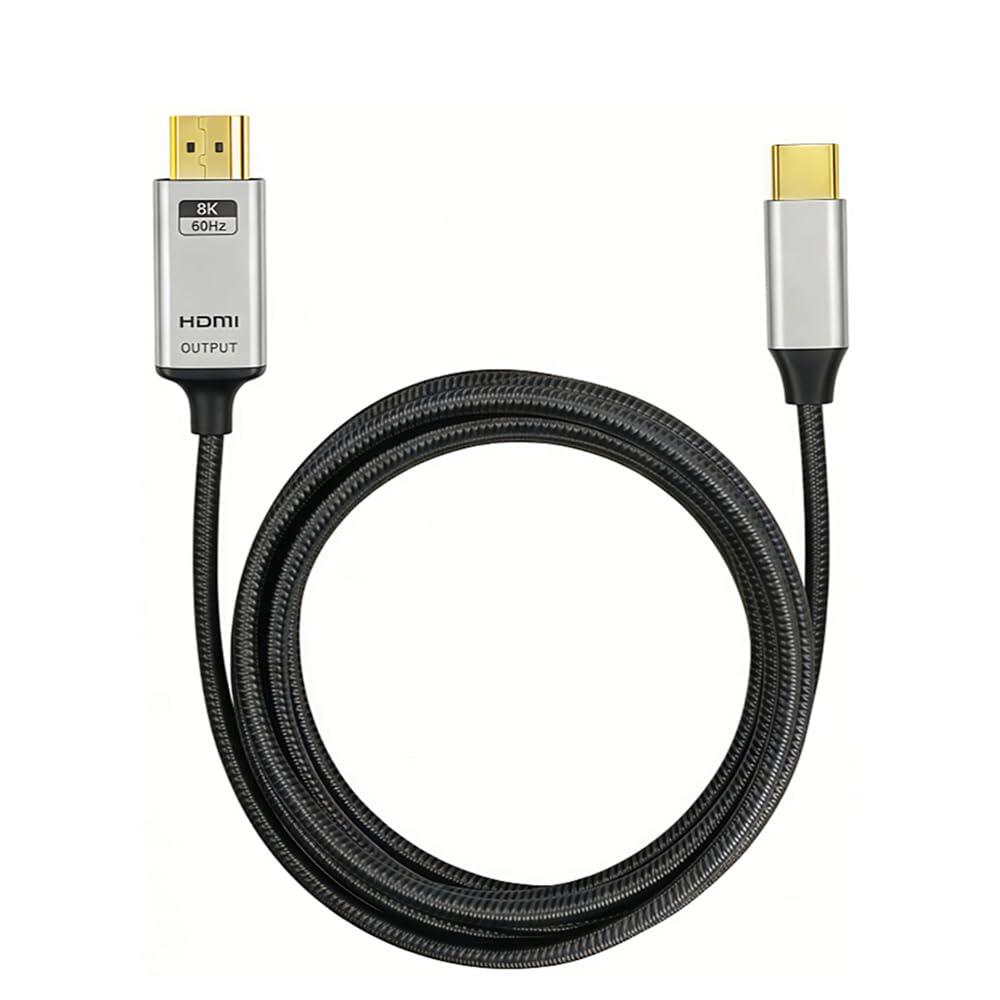 MysRuida USB 타입 C to HDMI 2.1 EMI/RFI 브레이드 케이블 2m(6.5피트) 48Gbps 8K 60Hz/4K144Hz/2K24