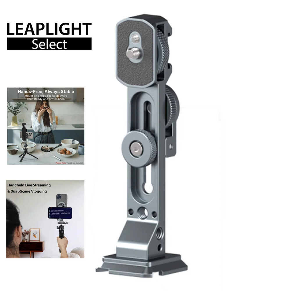 LEAPLIGHT 핸드헬드 텔레프롬프터 스탠드 듀얼 폰 슬롯 포함 DJI 포켓 3 삼각대 라이브 스트리밍 스크린 촬