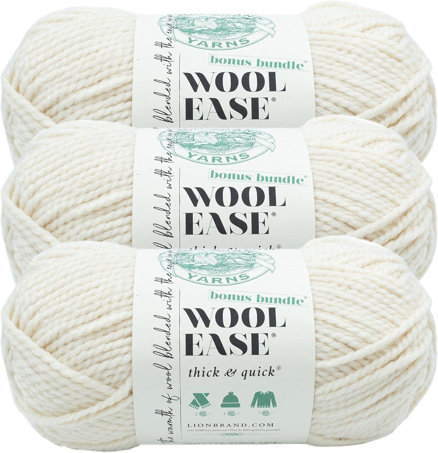 [오늘출발] (3팩) 라이온 브랜드 실 울 이지 두껍고 빠른 보너스 번들 부피가 큰 어부