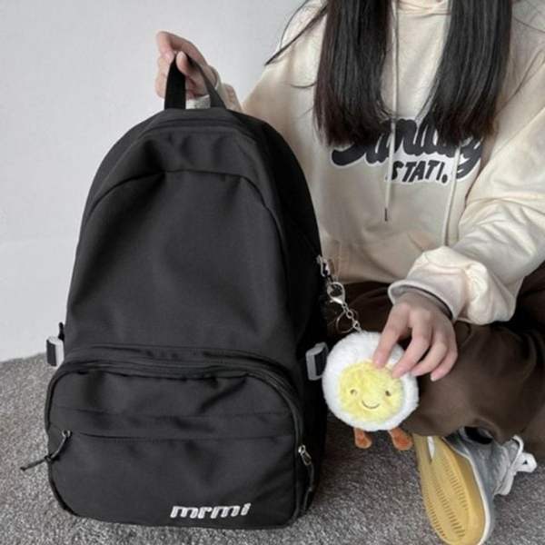 여성 QKP976P2 예쁜 백팩 데일리 학생 무지 여행 가방 블랙 여