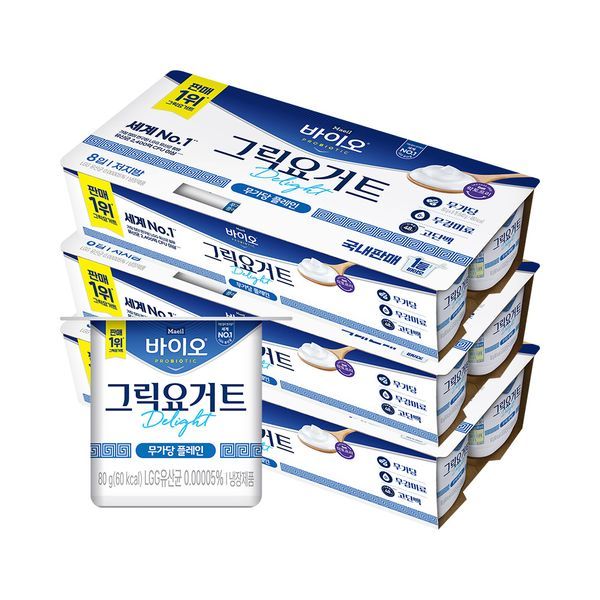 매일유업 (매일)매일 바이오 그릭요거트 딜라이트 무가당 플레인 80g 24입_P417720897