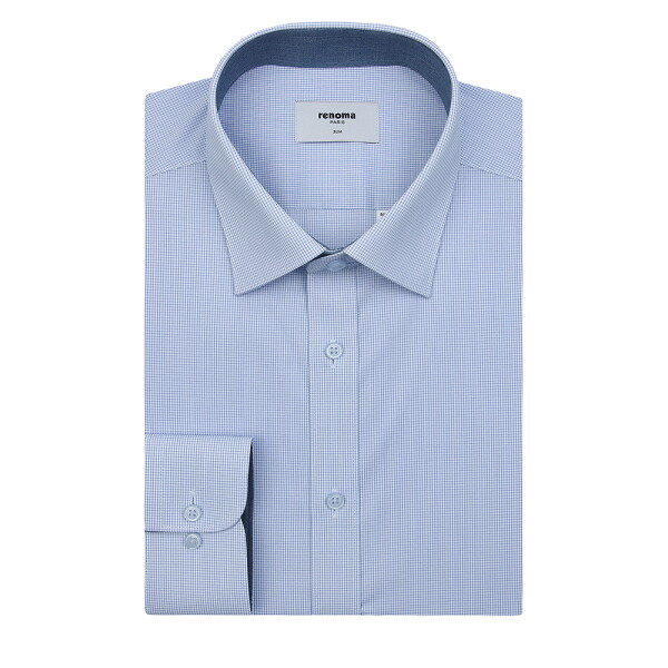 레노마 옴므 _셔츠 남성 면혼방스판핀체크슬림셔츠RQSSL0131BUIN