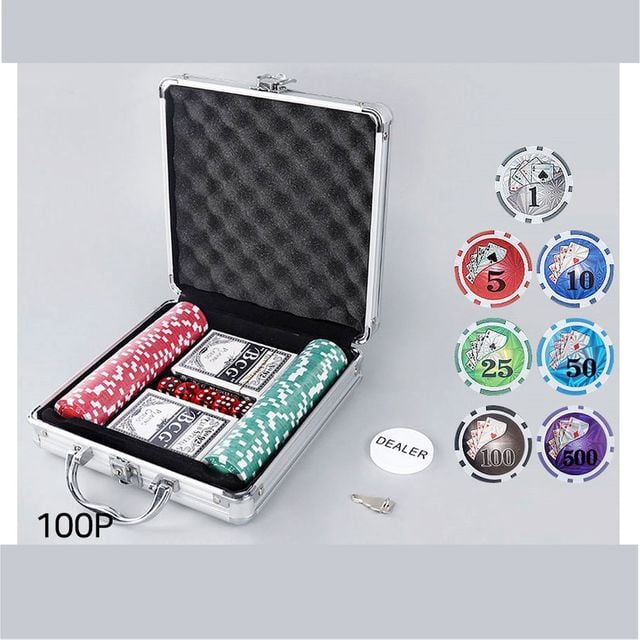 [오늘출발] 카지노칩 세트 500개 / 홀덤 게임칩 포커칩 경기용 보드 알루미늄 케이스칩 주사위 칩 게임 테이블 가정용