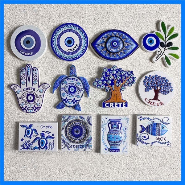 사악한 눈 냉장고 자석 그리스 기념품 UV 인쇄 공예 수지 냉장고 자석 스티커 컬렉션 선물 홈 인테리어