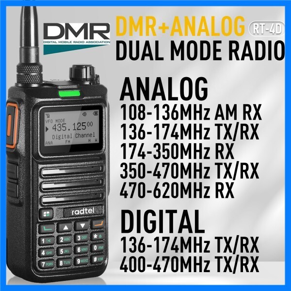 Radtel RT-4D 디지털 DMR 워키 토키 듀얼 모드 아날로그 양방향 라디오 타임 슬롯 레이어 1+2 Ham Radio 10