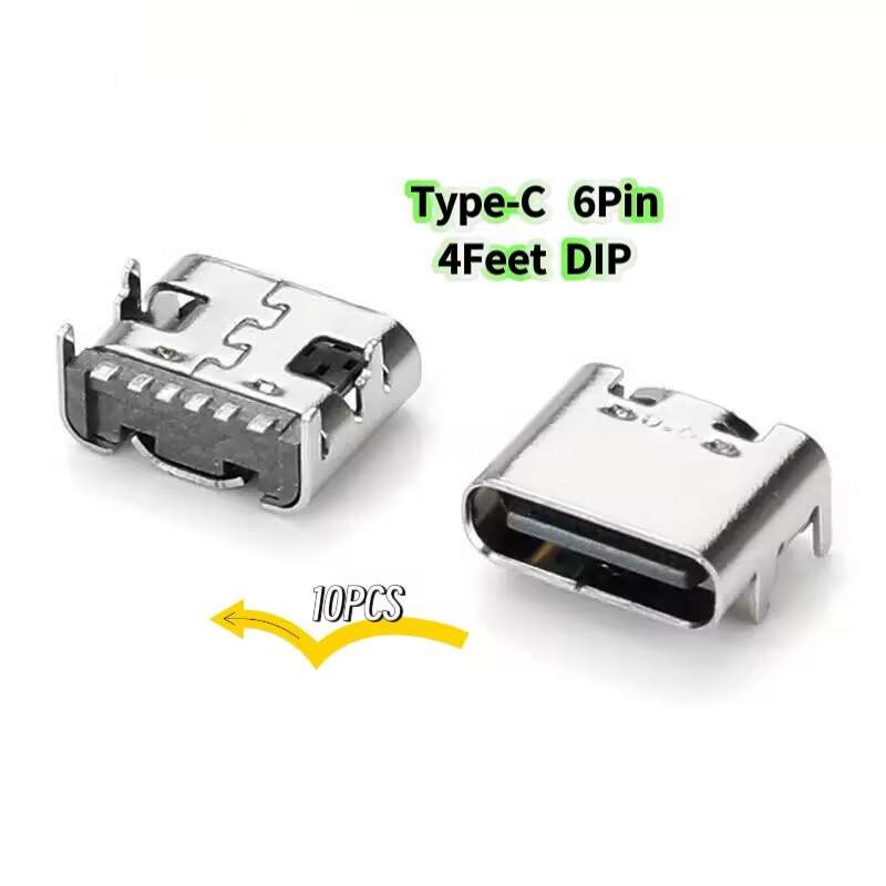 C타입 암 6 핀 커넥터 휴대폰 충전 소켓 데이터 와이어 USB 3.1 10 개 당 4 피트