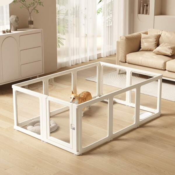 [오늘출발] 애완견 울타리 아크릴 강아지 침대 실내 가정용 개집 발코니 안전 케이지 격리 무료 DIY