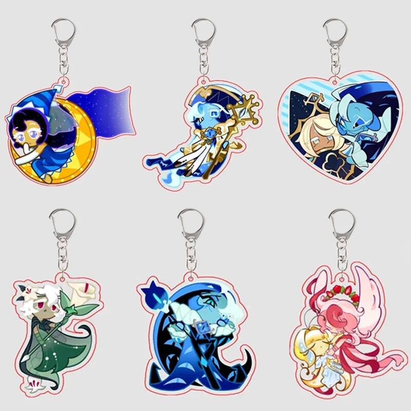 [해외] 아크릴 키링 게임 쿠키 런 문라이트 블랙 사파이어 섀도우 밀크 화이트 릴리 퓨어 바닐라 키체인 백팩 펜던