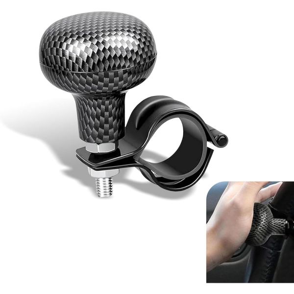 [해외] 파워핸들 핸들링 보조 샤카스 조향핸들 파워볼 조절 가능 한손 조작 힘 절약 부스터 탄소 섬유 트림 나사