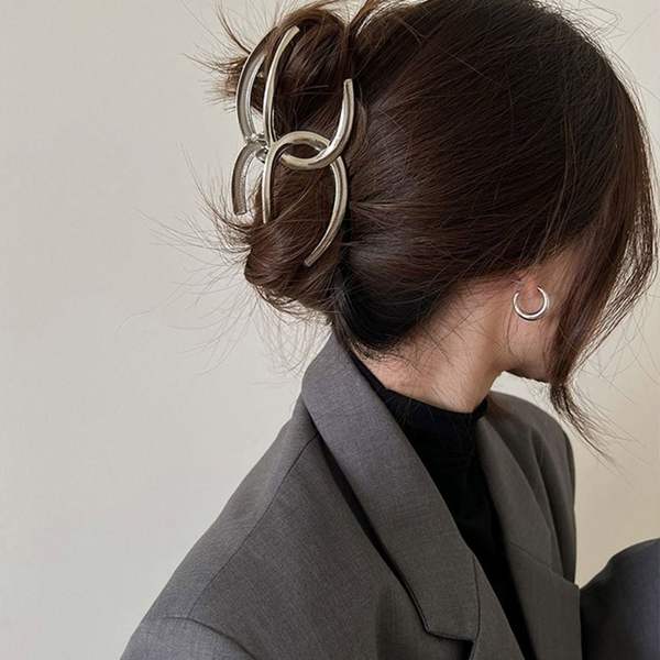 유니크 376YFI62 실버 메탈 힙스트 시크 여성 헤어 집게핀