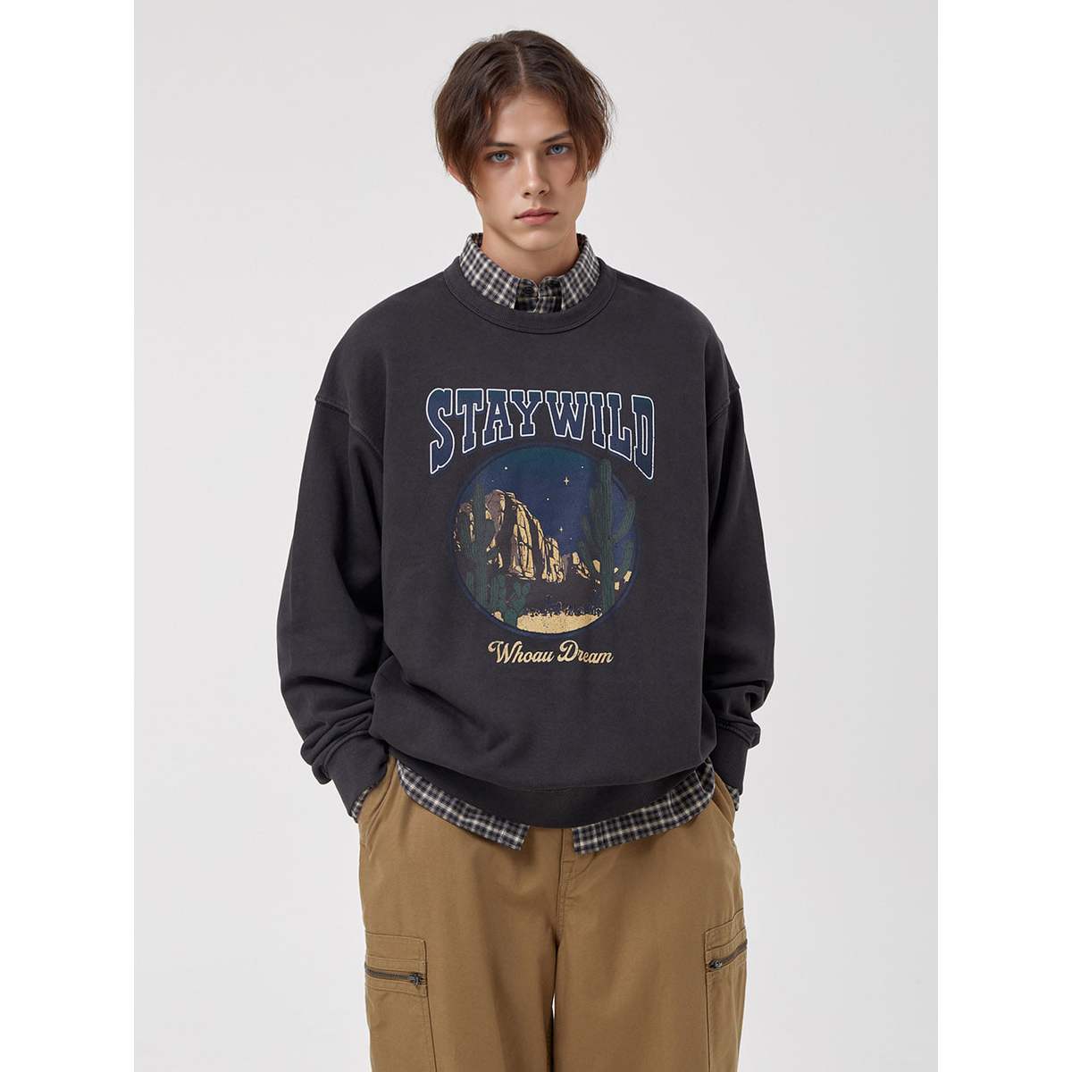 후아유 스테이 와일드 다이드 맨투맨 WHMWF4921U 423970