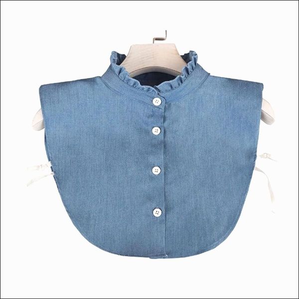 페이크 055VHQ47 블라우스 셔츠 넥프릴 데님 카라 이너