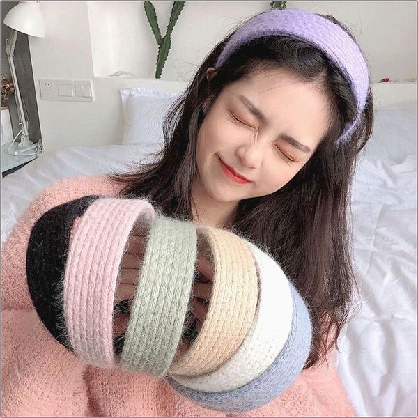 울 426QOE11 8컬러 파스텔 머리띠 헤어밴드 코디 겨울 니트