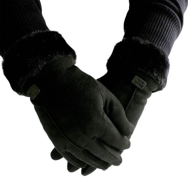 여성 028KQH40 스마트폰 터치 방한 융털 장갑 블랙