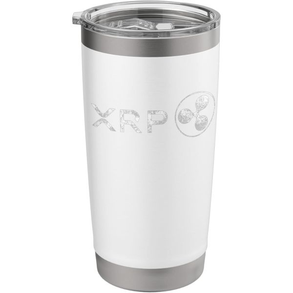 리플 XRP 암호화폐 동전 블록체인 기술 흰색 빈티지 스테인리스 스틸 절연 텀블러 3033757