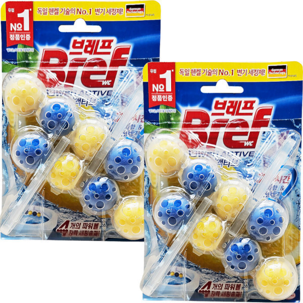 브레프 헨켈 브레프 파워 액티브 변기세정제 레몬향 50g 2개입 2개 ~변기세척 악취제거 화장실용