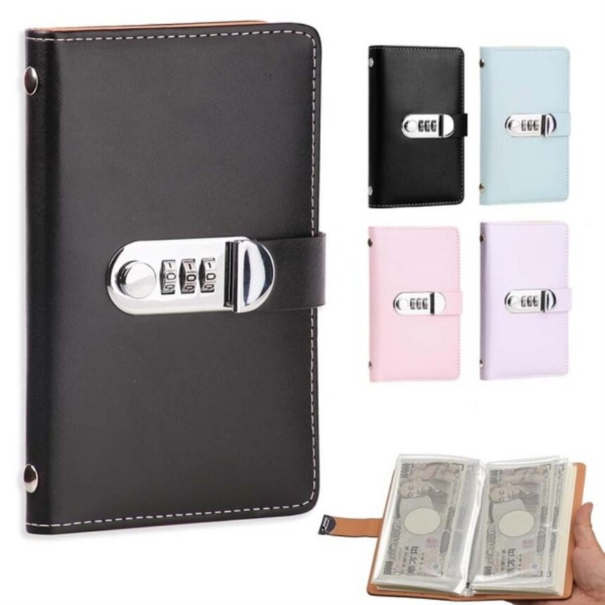 루베이 현금수납 다이어리 방수 가죽 재질 비밀번호 잠금 수납영 수증/사진/지폐