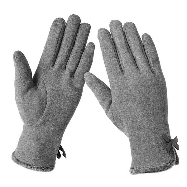 체리쉬 426CZV07 여성용 그레이 터치 리본 장갑 여성 여자 겨울