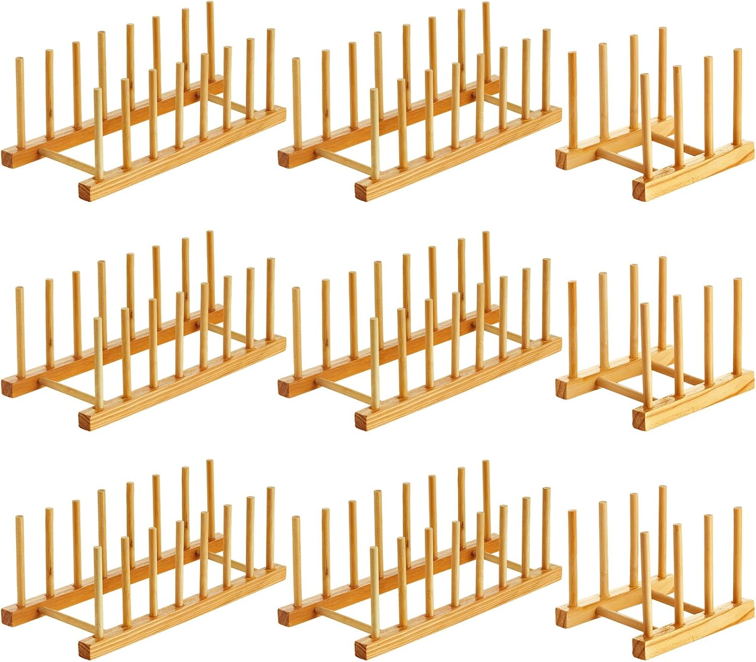 [오늘출발] 조피얼 9개 대나무 나무 접시 선반 스탠드 홀더 3 6 7 슬롯 배수판 건조