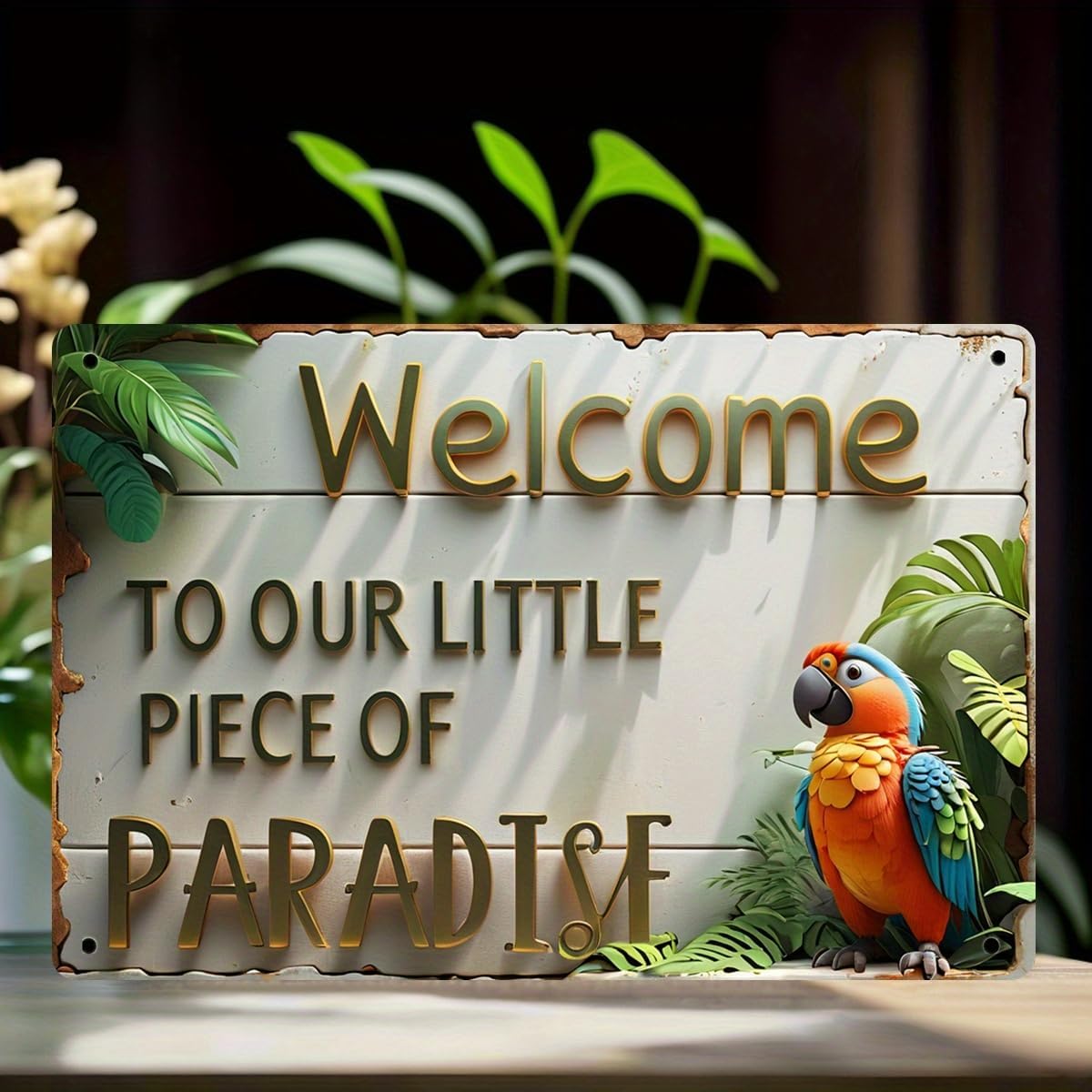 [오늘출발] 웰컴 투 아 리틀 파라다이스  빈티지 메탈 틴 사인 (8x12 인치) 방과 주방