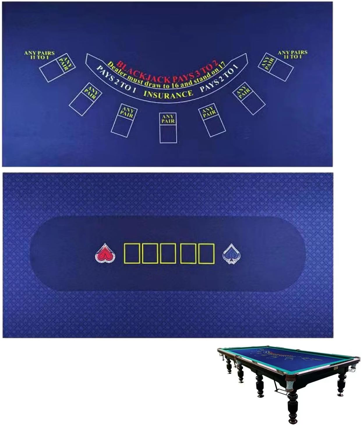 [오늘출발] 럭킨 스포츠 84 X 42 인치 텍사스 홀덤 블랙잭 및 룰렛 크랩 도박 테이블보