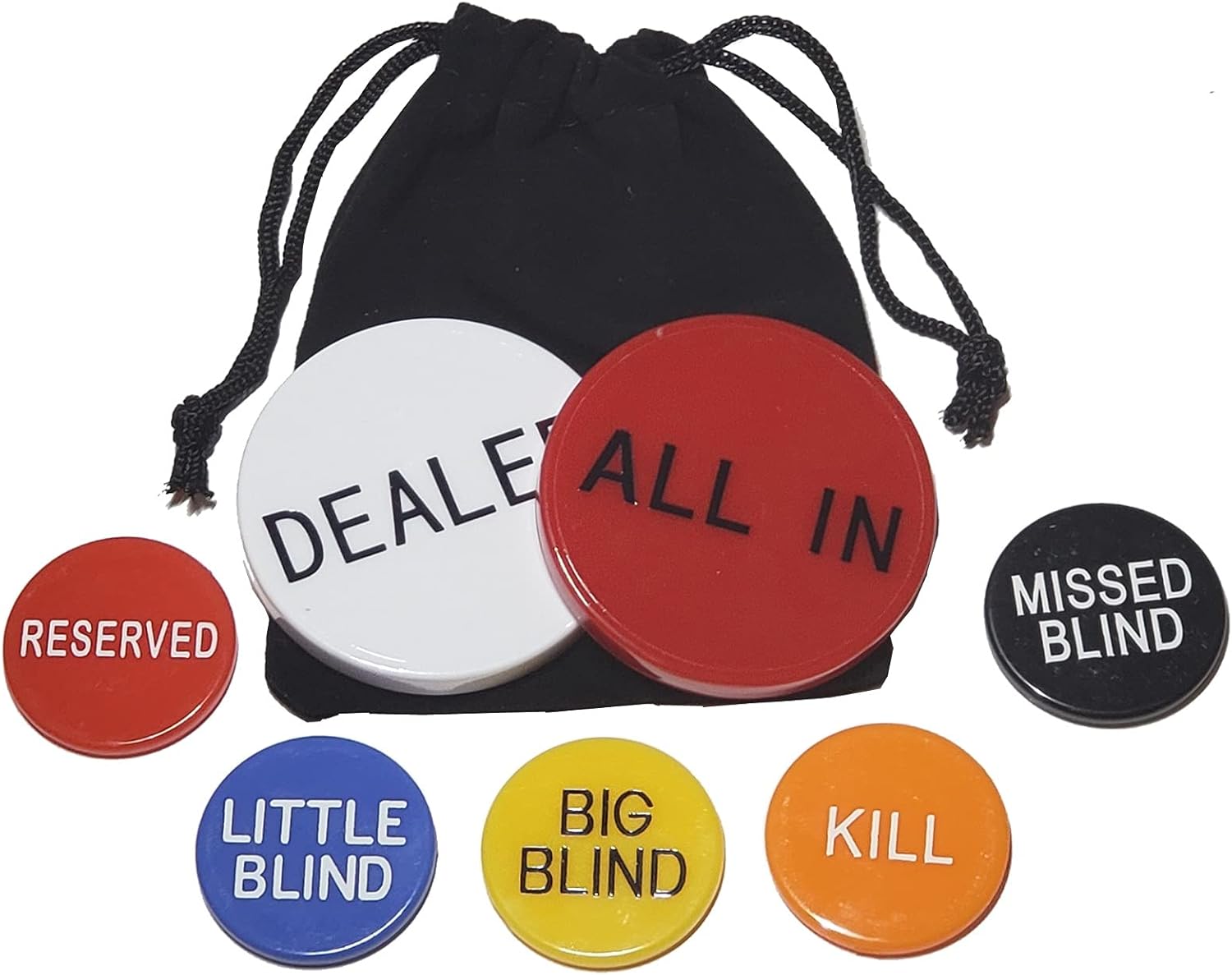 [오늘출발] 블랙 벨벳 파우치 포함 사이버 딜 텍사스 홀덤 포커 7pc 버튼 세트(딜러 올인