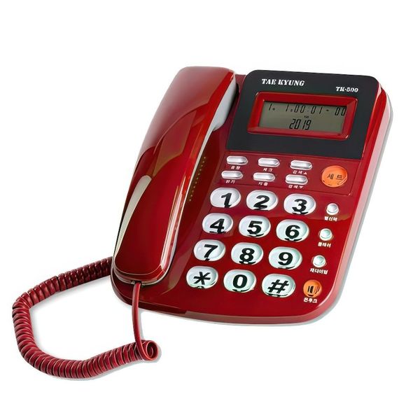 태경 507ETM26 큰버튼 CID 유선전화기 사무실 전화 500레드 일반