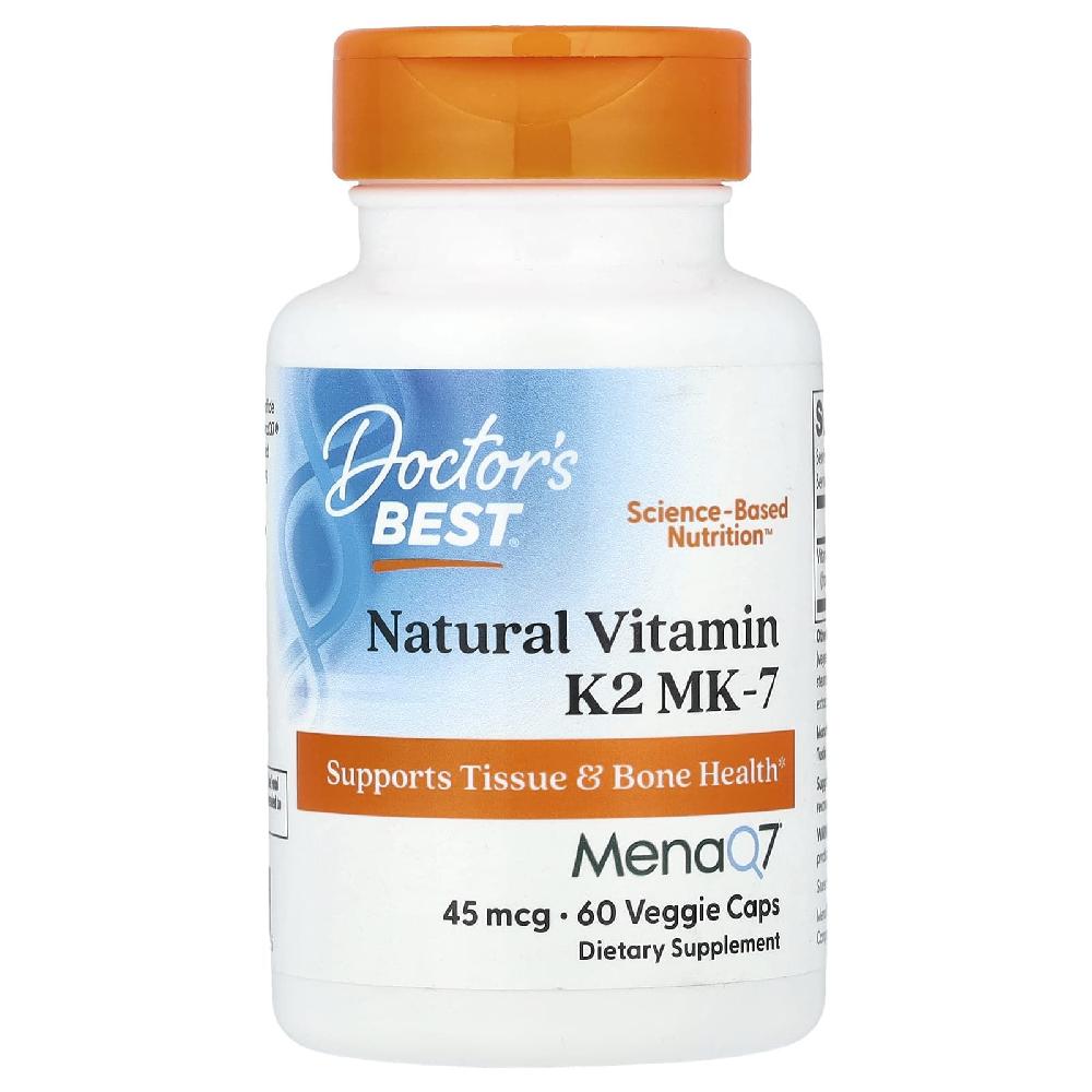 [해외] Doctors Best MenaQ7 함유 천연 비타민K2 MK-7 45mcg 베지 캡슐 60정 B. 100 mcg A. 60정