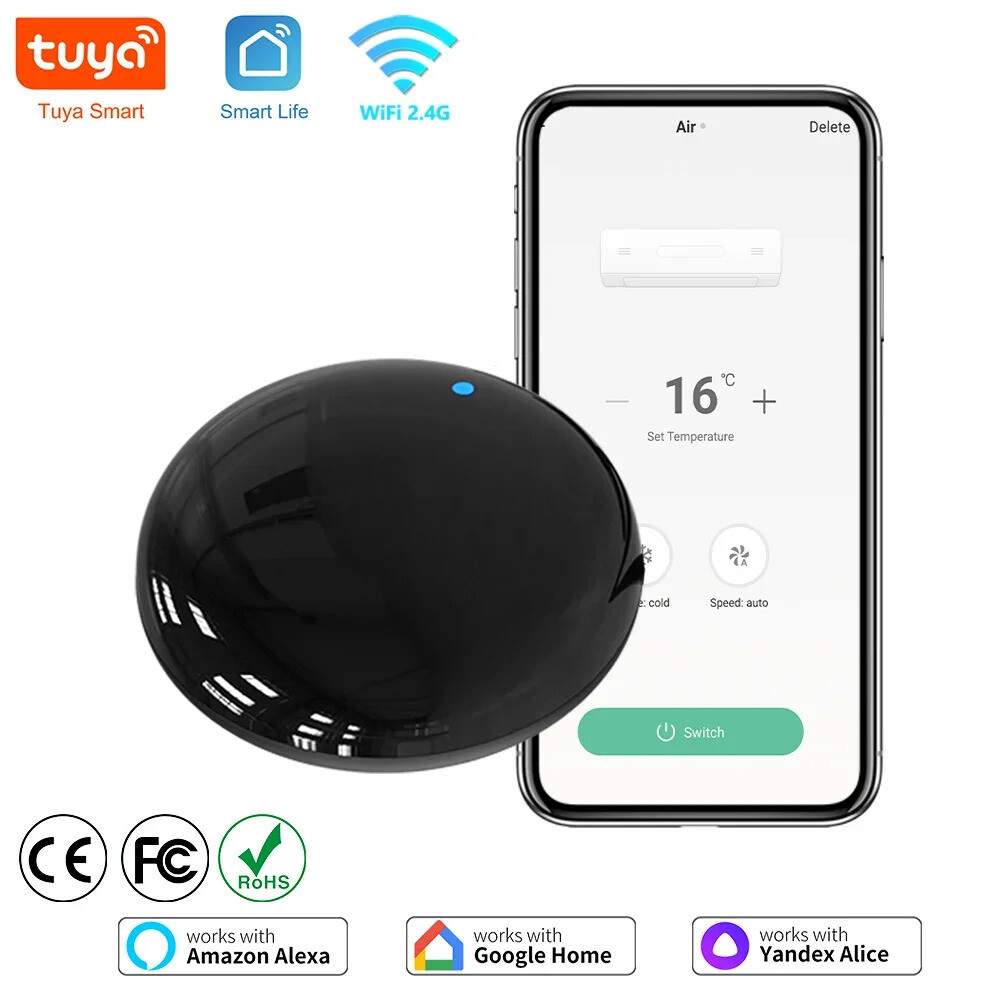 [해외] 에어컨리모콘 스마트 홈 APP 용 WiFi IR 원격 TV DVD AUD AC SmartLife 제어는 Alexa Google Yandex Alice