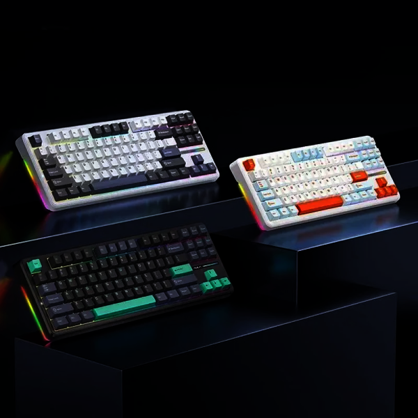 [해외] AULA F87 PRO 독거미 기계식 키보드 무선 블루투스 RGB 87키 3모드 스타트렉 그레이V4축