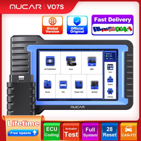 [오늘출발] MUCAR VO7 플러스 자동차 OBD2 스캐너 전문 전체 시 IMMO DPF 28 재설정 ECU 코딩 활성 테스트 진단 도구