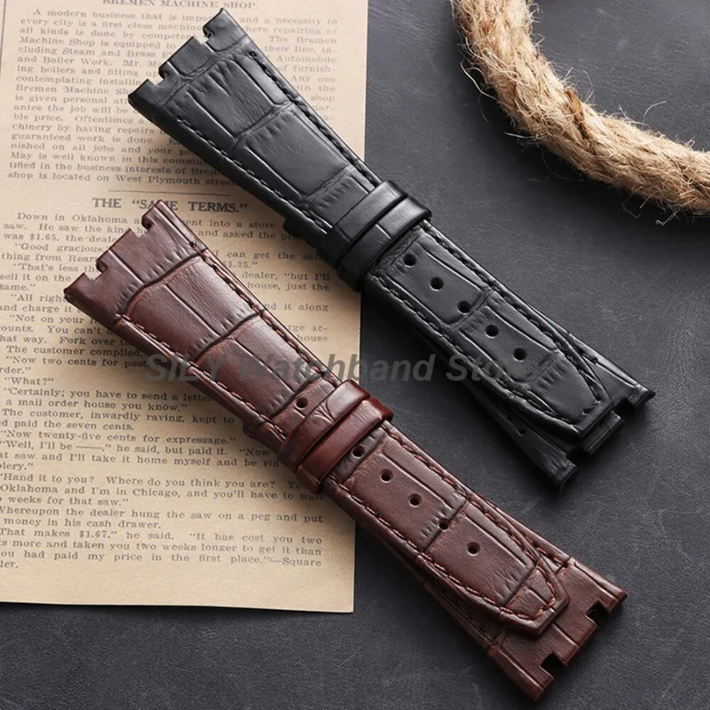 Audemars Piguet Royal Oak 시리즈 15400 15703 26320 남성 여성 시계 밴드 용 27mm 가죽 스트랩 액세서리
