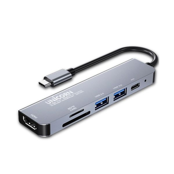 [서진네트웍스]유니콘 USB3.1 344XOH15 C타입 6in1 USB멀티허브 HDMI 미러링 TH-601C