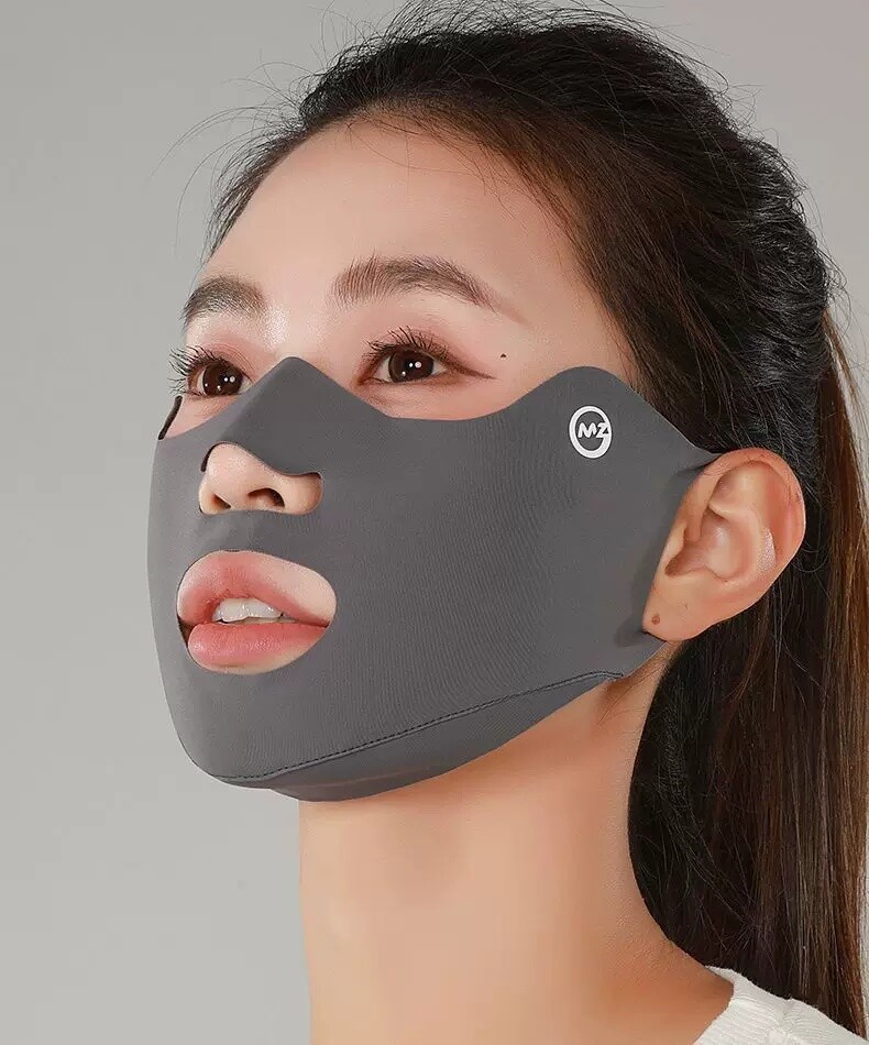 크레스티 자외선 차단 마스크녀 여름 야외 아이스 통기 마스크 입 노출 코 가방 턱 마스크 4매