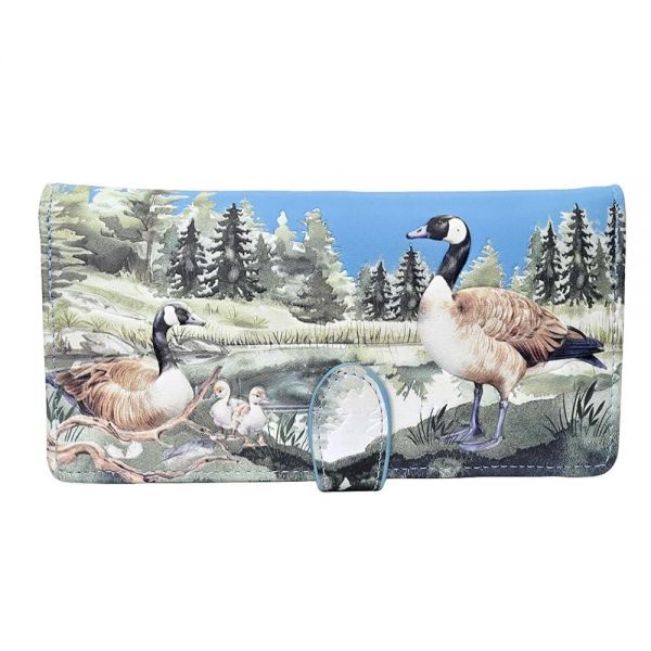 Shag Wear Canadian Geese 대형 지갑 비건 인조 가죽 야생 동물 디자인 클러치 카드 슬롯 지폐 수납 공간