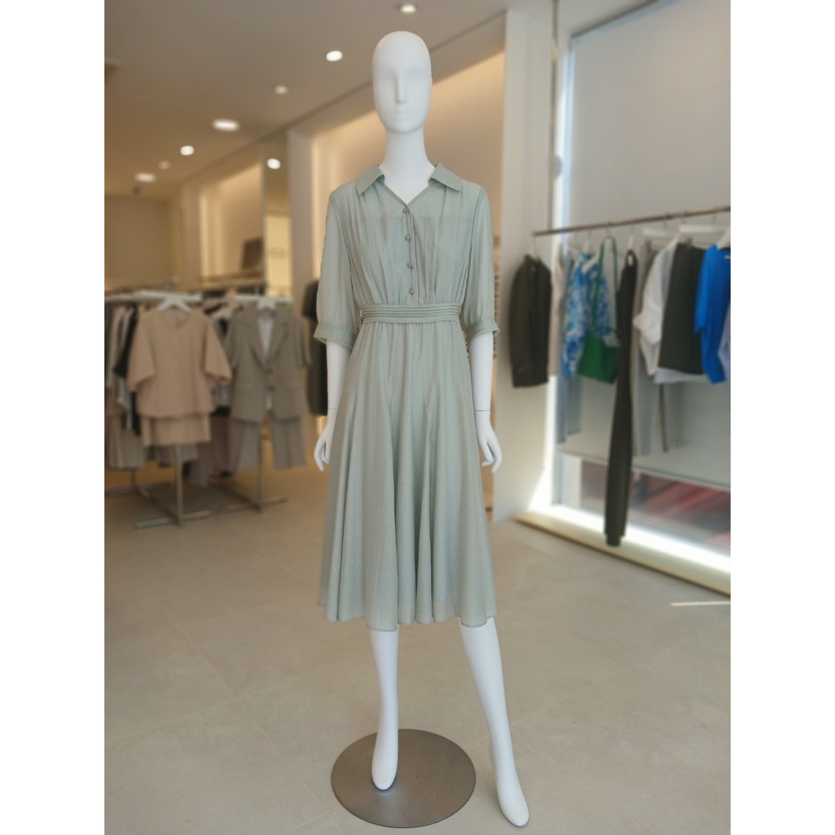 [오늘출발] 더아이잗 여주 더 아이잗 여성 시어서커 핀턱 플레어 원피스 IP5A0OP131 462020