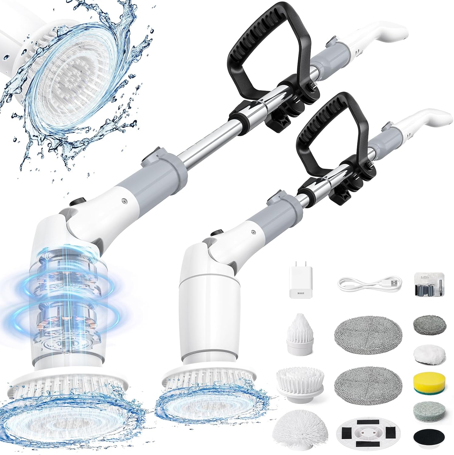 [오늘출발] 스타발 전기 스핀 스크러버 무선 청소 브러시 샤워 최대 550RPM 교체 가능한