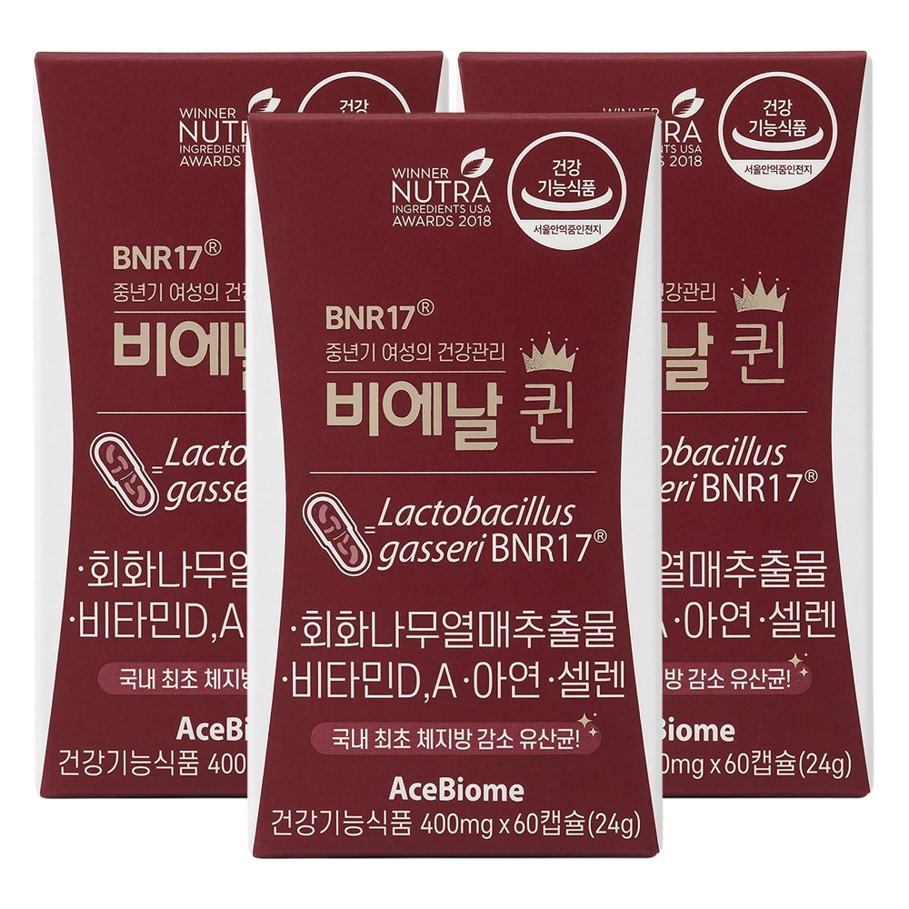 에이스바이옴 BNR17 비에날퀸 갱년기 유산균 3박스 3개월