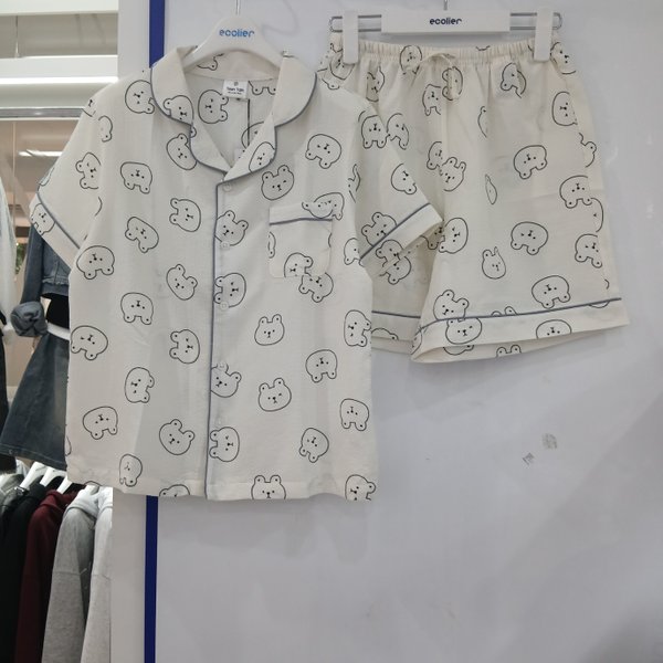 에꼴리에 모다부평쿨 시어서커 카라 파자마 세트/26OP753CR_BP_BP