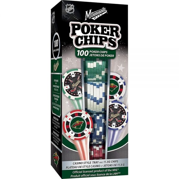 Masterpieces Game Day - NHL 미네소타 와일드 - 100피스 포커 칩 세트 카지노 스타일