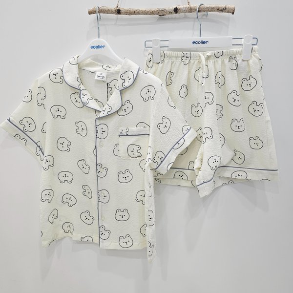 에꼴리에 시흥모다 에꼴리에 주니어 쿨 시어서커 카라 파자마 잠옷세트 26OP753_SH