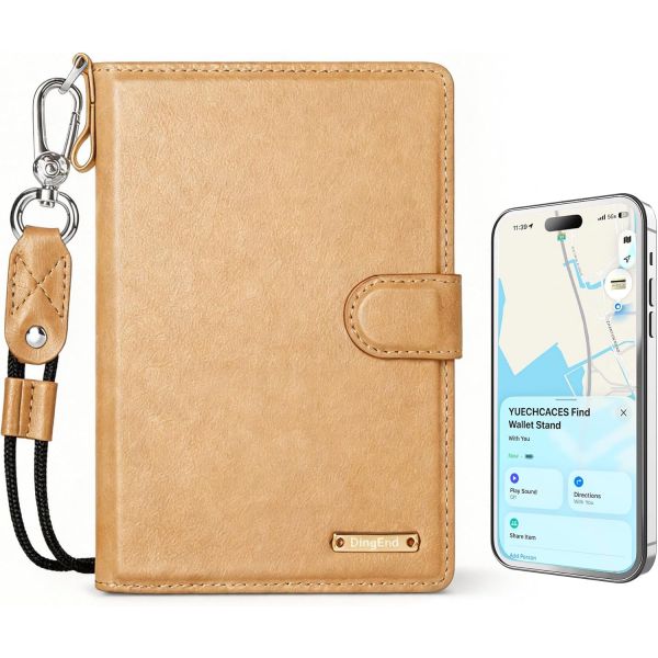[해외] 애플호환 MFi 인증 여권 케이스 및 찾기 내기 호환성 RFID 차단 홀더 여행용 지갑 목걸이 포함 카드 슬롯