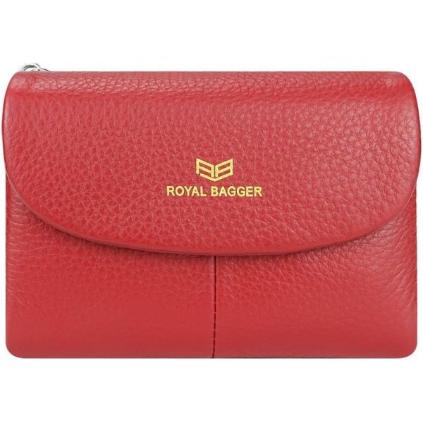 [해외] 로얄 배거 RFID 차단 여성용 짧은 지갑 천연 소가죽 다중 카드 슬롯 홀더 삼단 자석 오프닝 2063 레드 3051