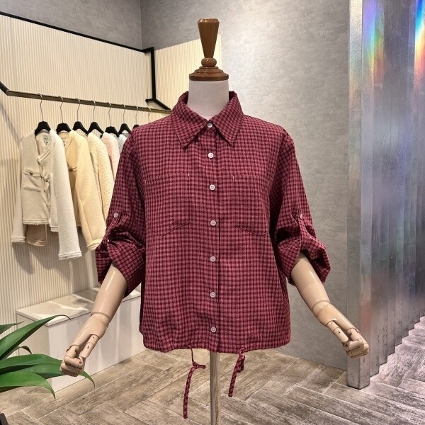 Ab.f.z AOA2HB05D_롤업 소매 체크 셔츠