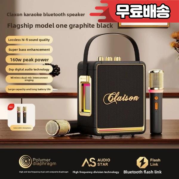 전문가용가용 휴대용 스테레오 노래방 스피커 (2개의 마이크 포함 AUX 입력 USB 드 TF 카드 슬롯 지원 가