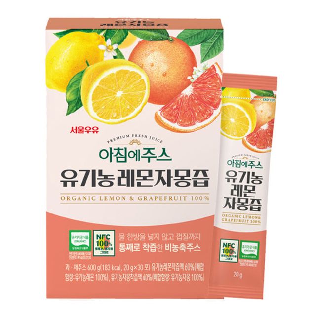서울우유 서울우유 아침에주스 유기농 레몬자몽즙 20gx30포