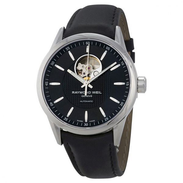 [해외] RAYMOND WEIL 레이몬드 웨일 프리랜서 오토매틱 블랙 다이얼 가죽 스트랩 남성용 시계 2710-STC-20021 6757