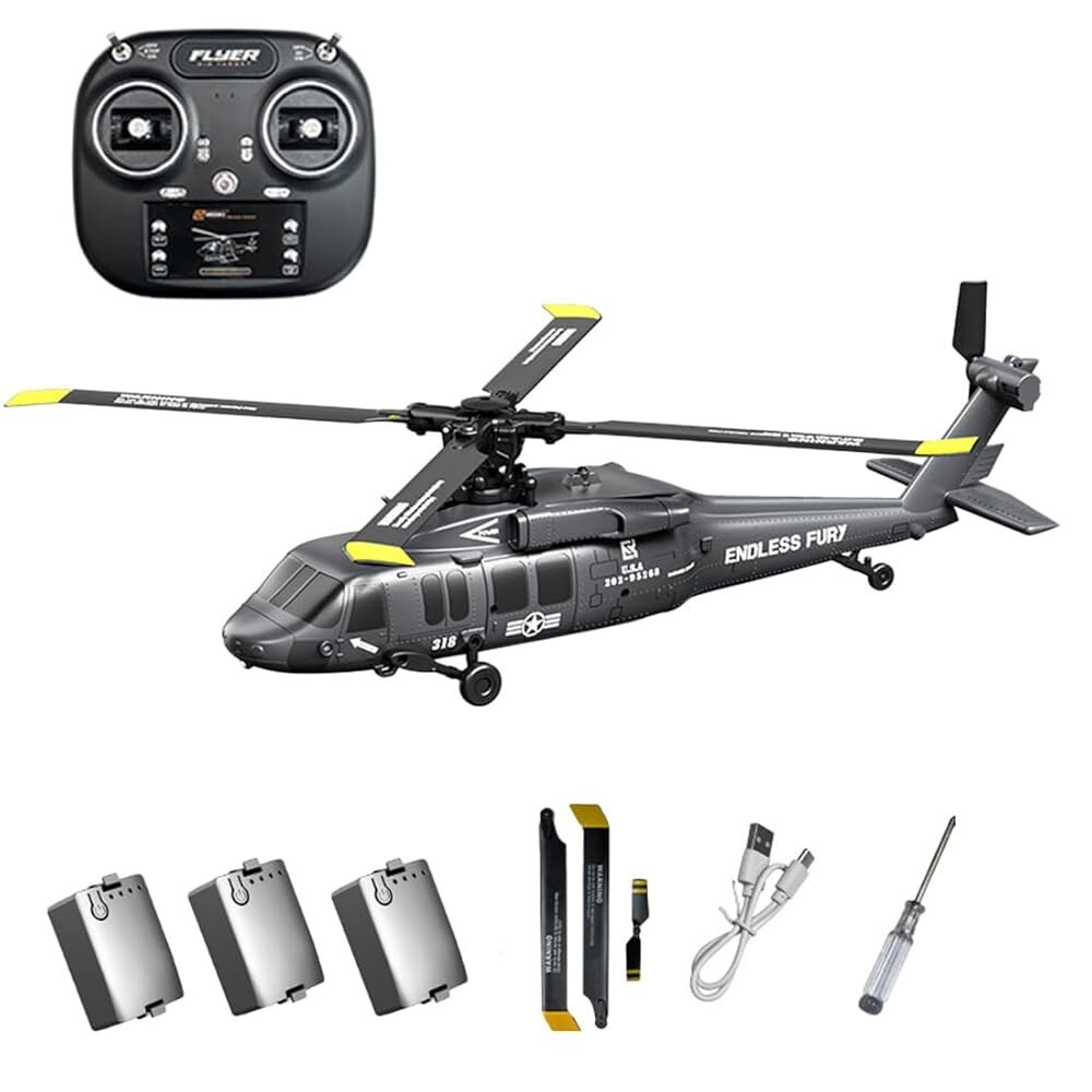 [오늘출발] 블랙호크용 스카이플레이오RC K2000 UH-60 RC 흐름 2.4GHz 원키 역비행) 군용기(고도 및 원격 광 3D 6CH